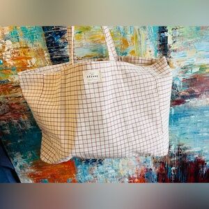 Sezane Carreaux Framboise Tote Bag Like New